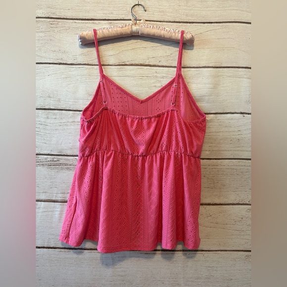 SHEIN Curve Women's Pink Lace Cami Size 1XL Coral Pink Eyelet Summer Spring - Picture 2 of 5